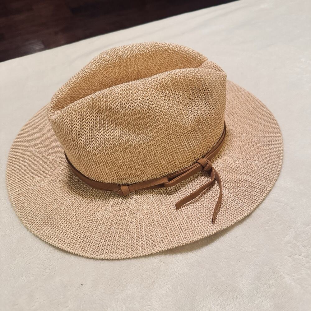 Marcus Adler Panama Hat Brim Peach Fedora straw Paper Material Sun Beach Cruise